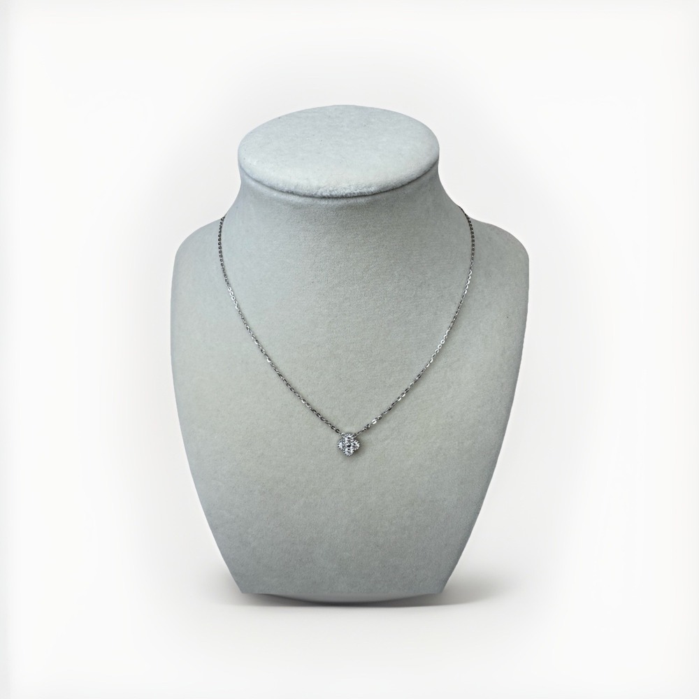 NEW 925 Sterling Silver Moissanite 0.1 Car Clover Necklace 3.0mm 18-20"  GRA CER
